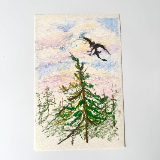 Dragon & His Best Friend No.11 - studies, oil pastel on paper