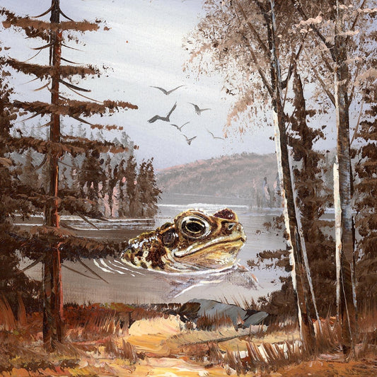 Ode to a Toad, upcycled vintage painting