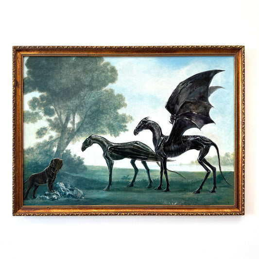 Dog & Pony Show, original upcycled vintage painting