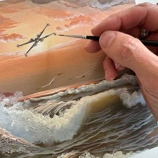 Solo Flight, upcycled vintage painting