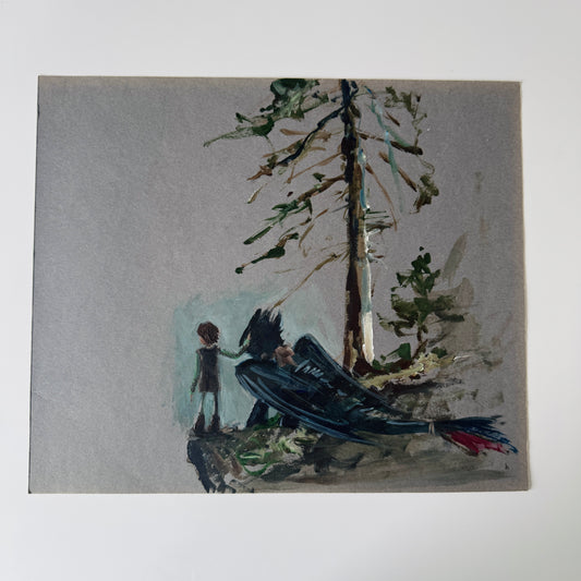 Dragon & His Best Friend - study No.8, acrylic on paper