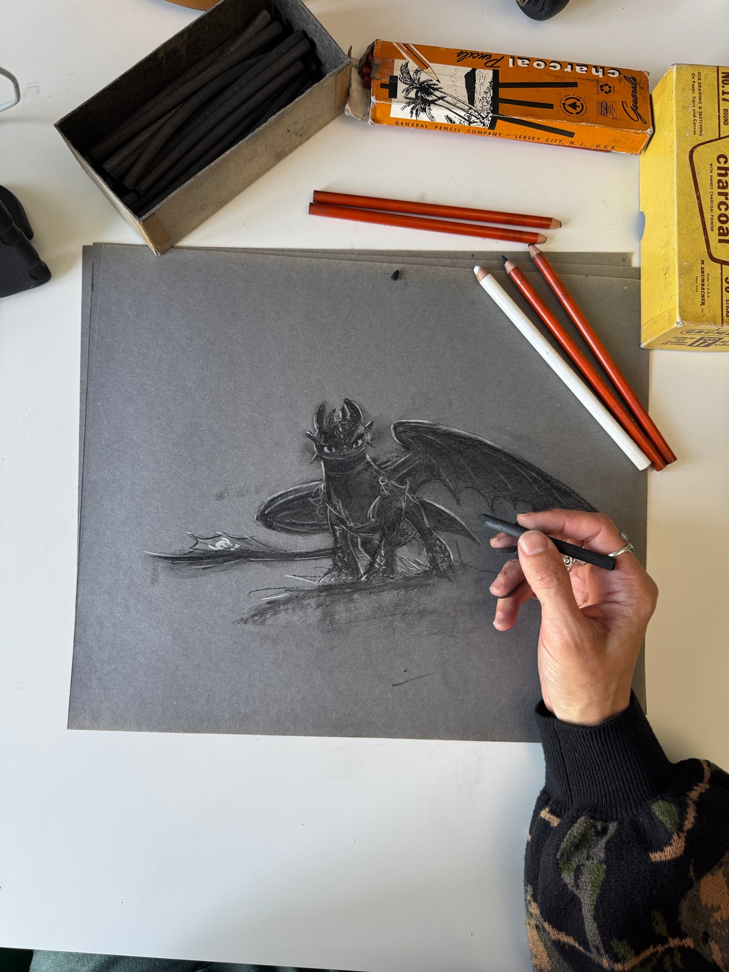 Dragon - charcoal study No.6