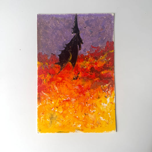 Dragon & His Best Friend No.10 - study, oil pastel on paper