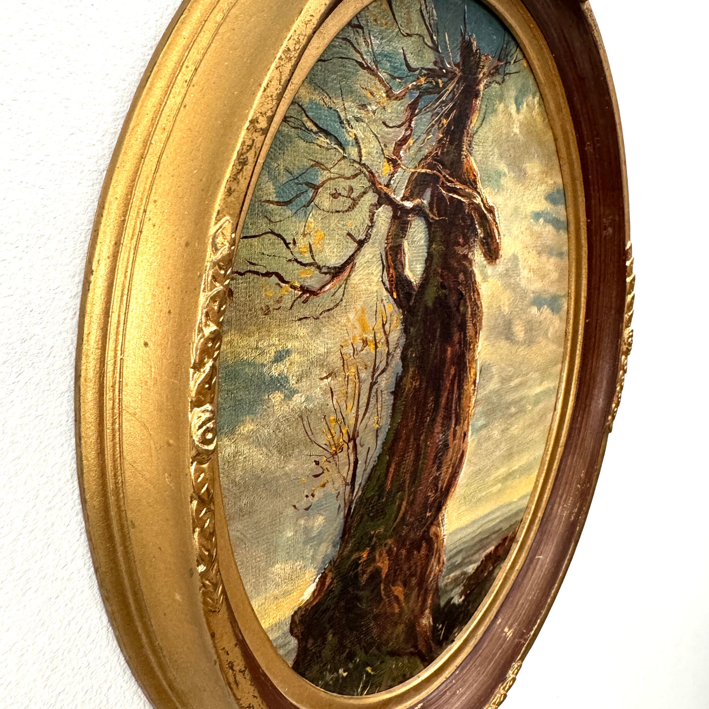 Waiting in the West - original upcycled vintage painting