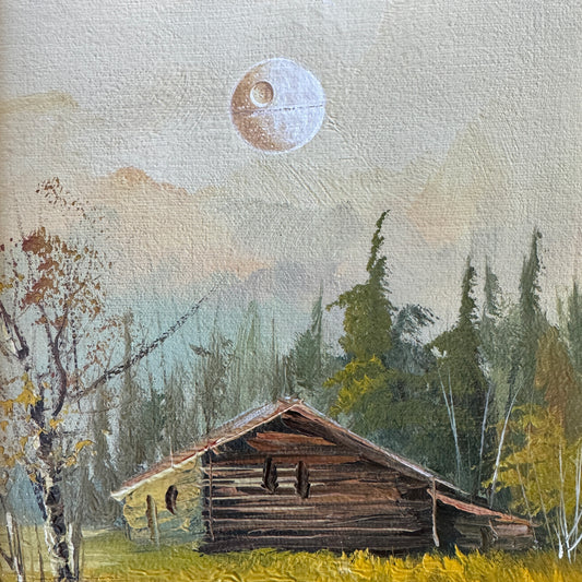 Autumn Full Moon - original upcycled vintage painting