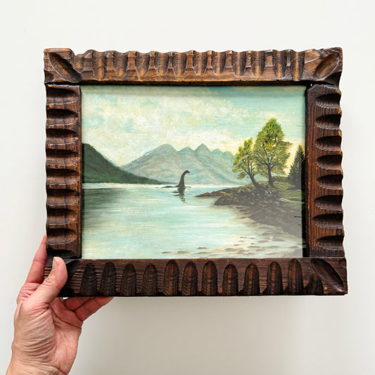 Nessie - PRINT in vintage wood frame