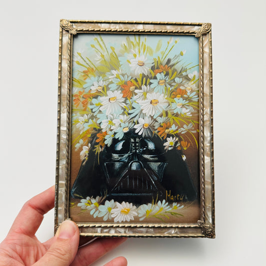 Dark Side Floral : Darth's Daisies - Vintage Brass, framed print