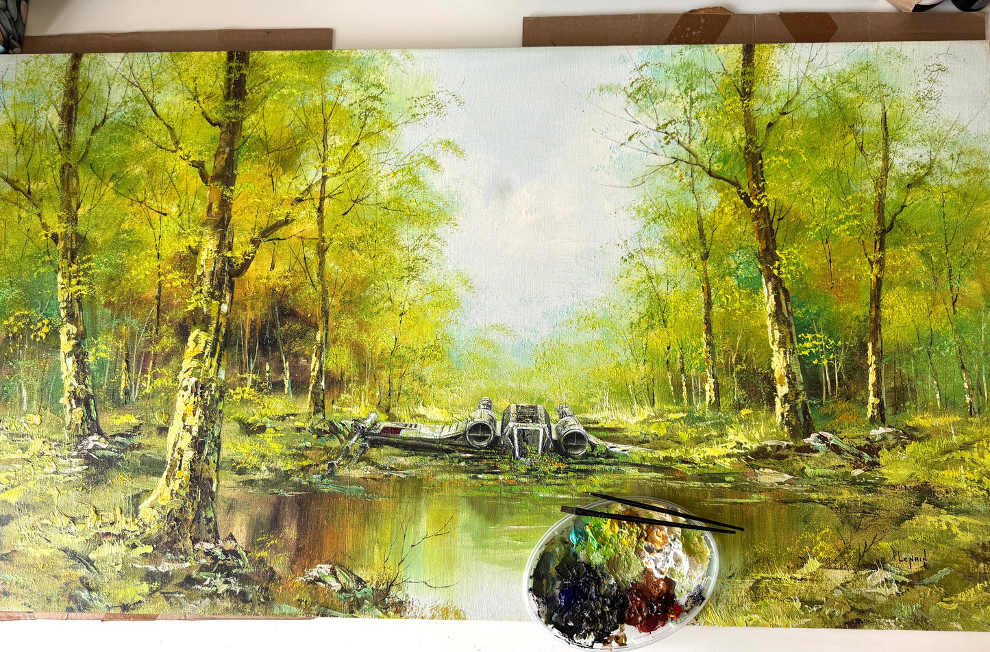 There Is No Try - original upcycled vintage painting