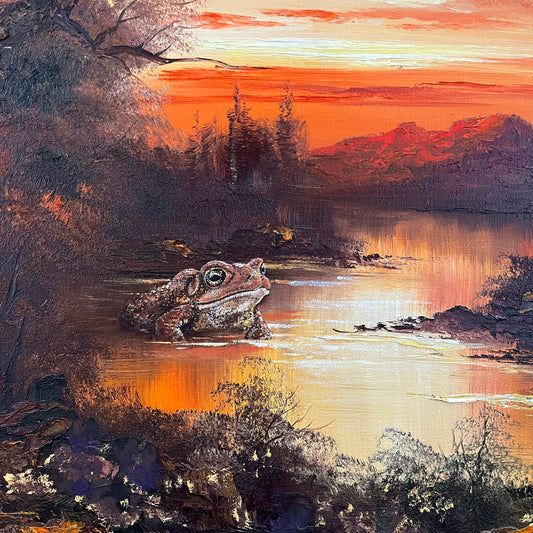 Evening Soak, original upcycled vintage painting