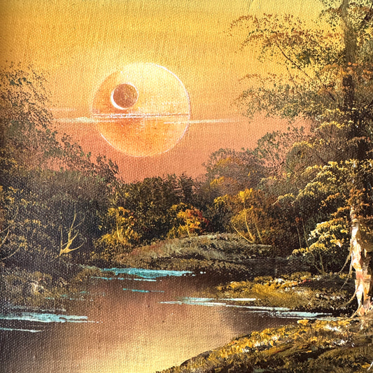 Bad Moon - original upcycled vintage painting