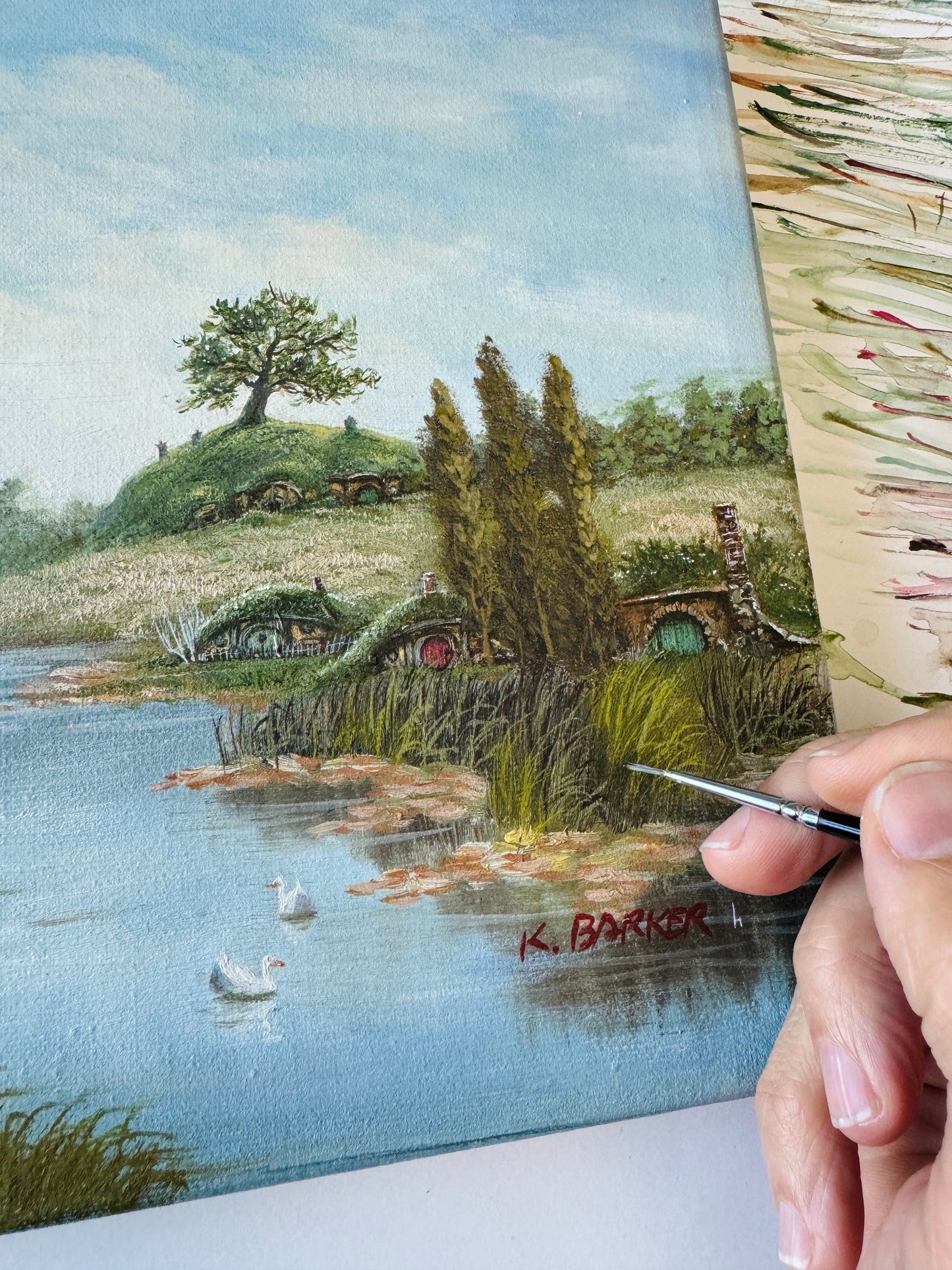 A Comfortable Neighbourhood, original upcycled vintage painting