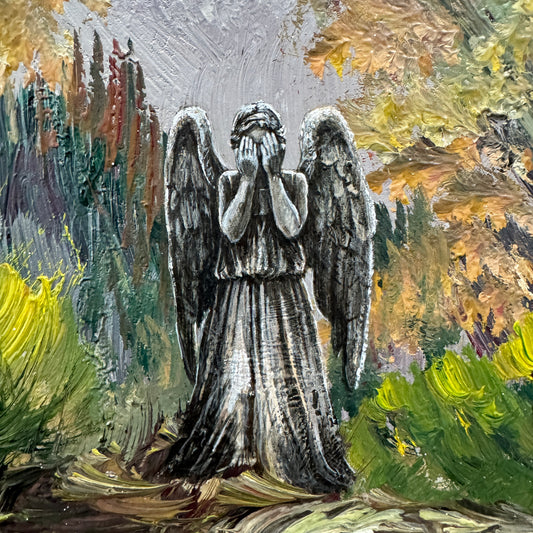 Don't Blink, original upcycled vintage painting