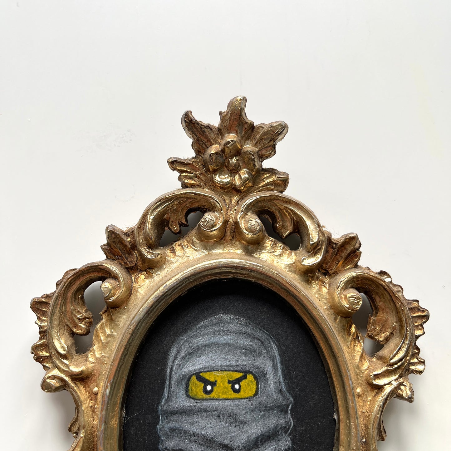 Portrait of a Droid : Nindroid, pencil drawing on antique paper, in vintage frame