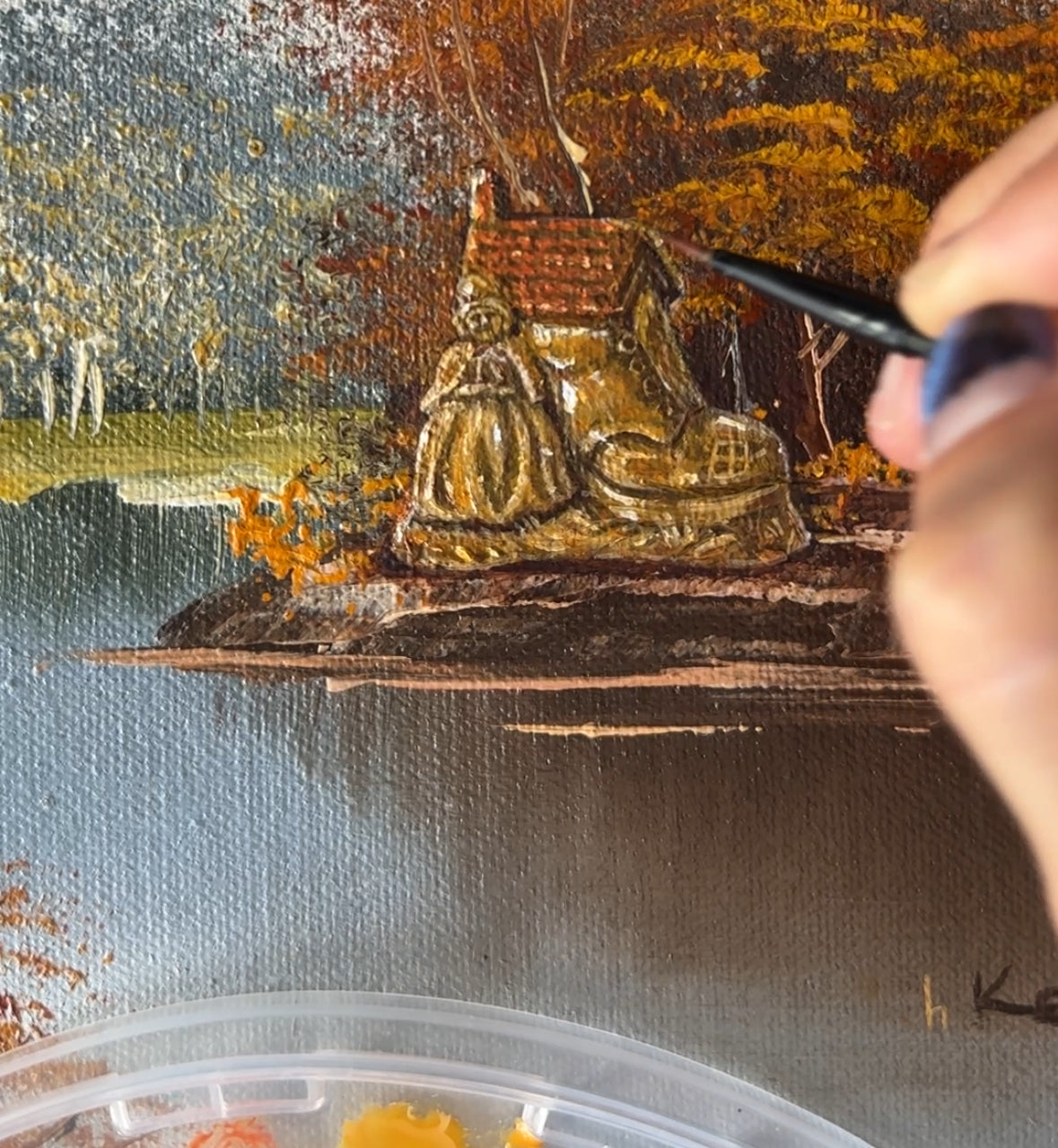 There Was An Old Woman, original upcycled vintage painting