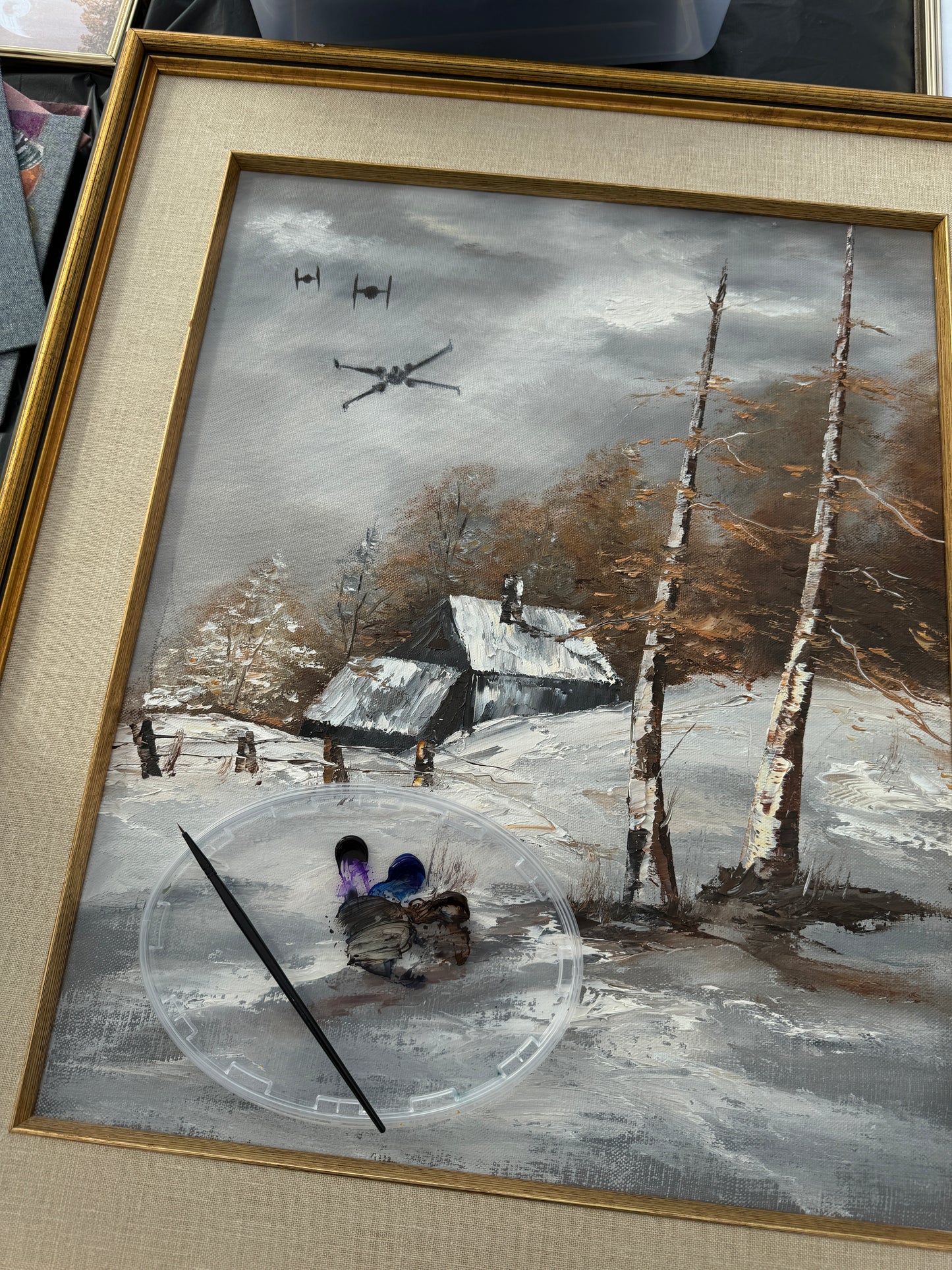 The Chase - original upcycled vintage painting