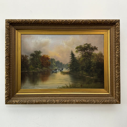 Fellowship Along the River Anduin - original upcycled vintage painting