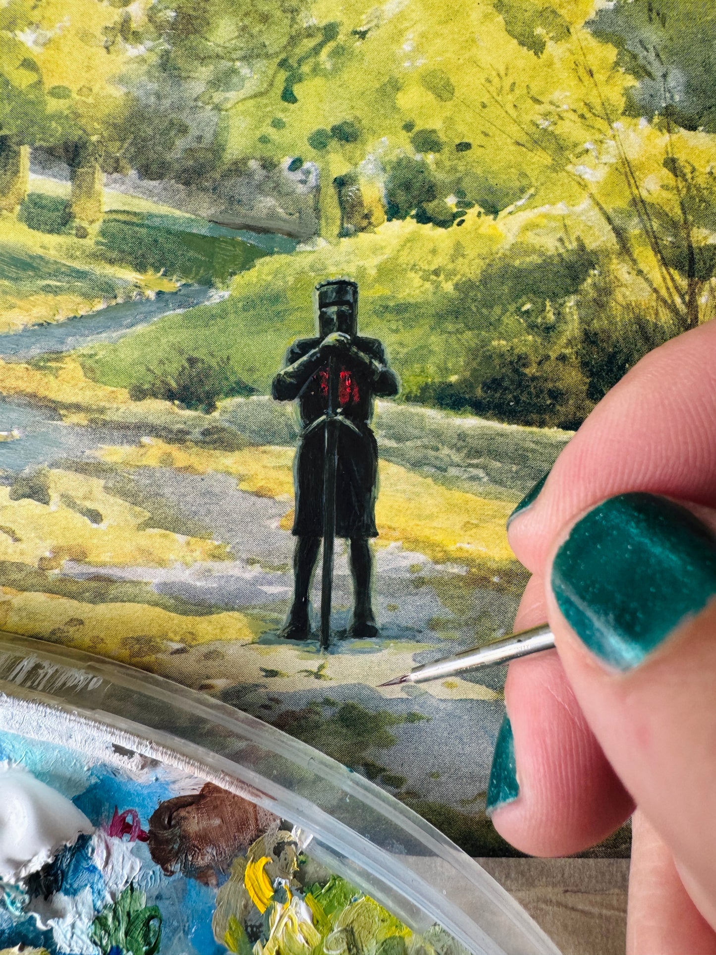 One Brave Knight, original upcycled vintage painting