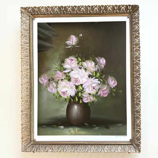 Snappy Floral - PRINT 11x14 in vintage tin filigree frame