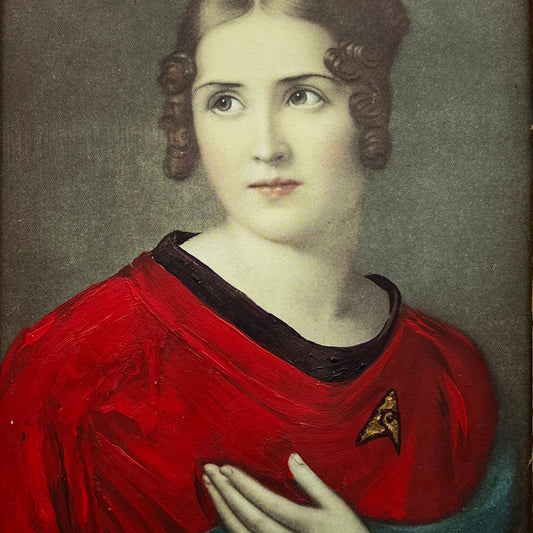 Red Shirt Ensign Bonaparte, original upcycled vintage painting