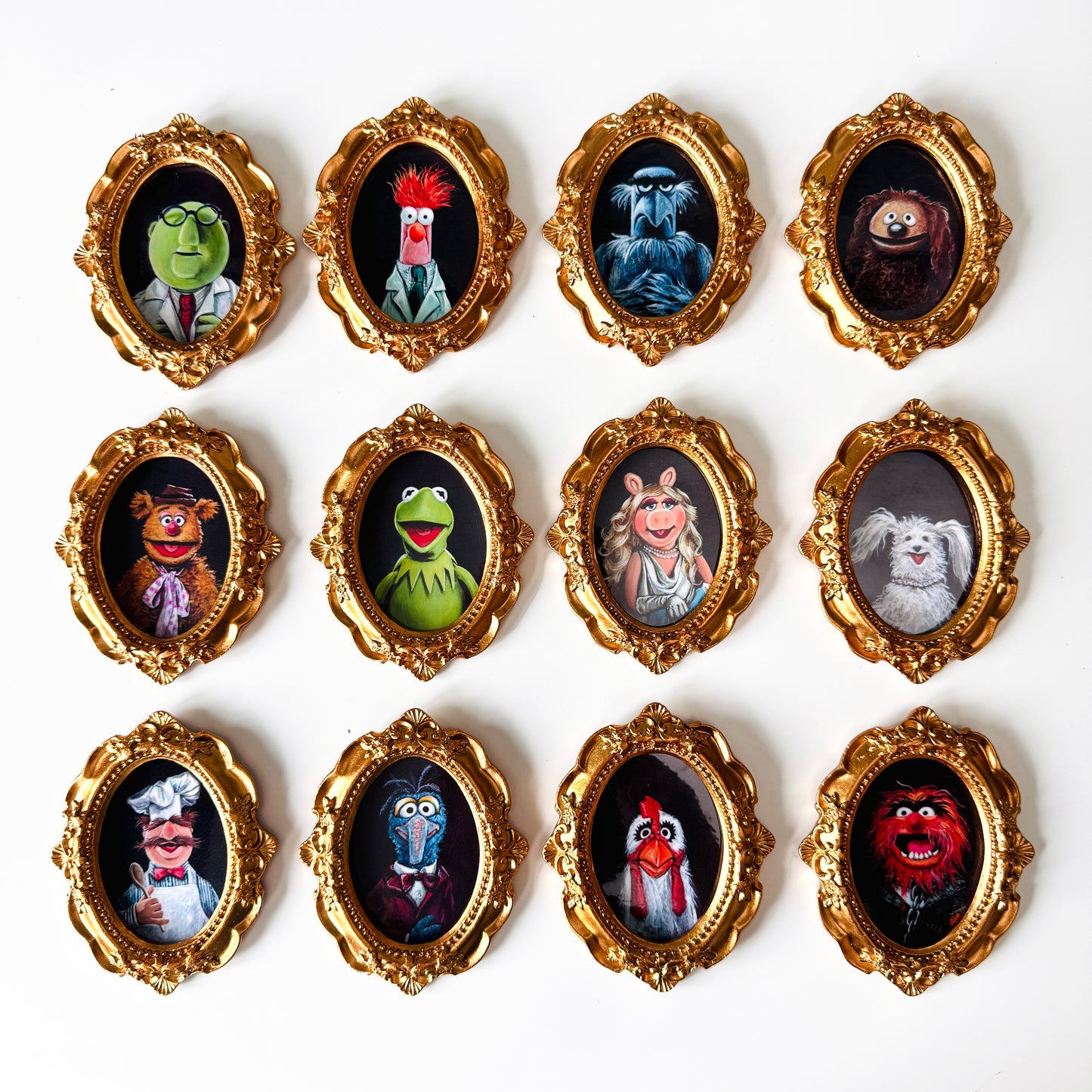 Puppet Portraits - PRINT singles in gold frames