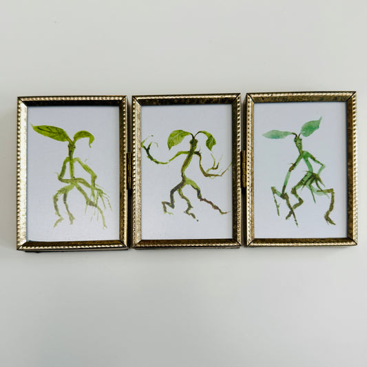 Little Green Men Trio - PRINTs in portrait frame