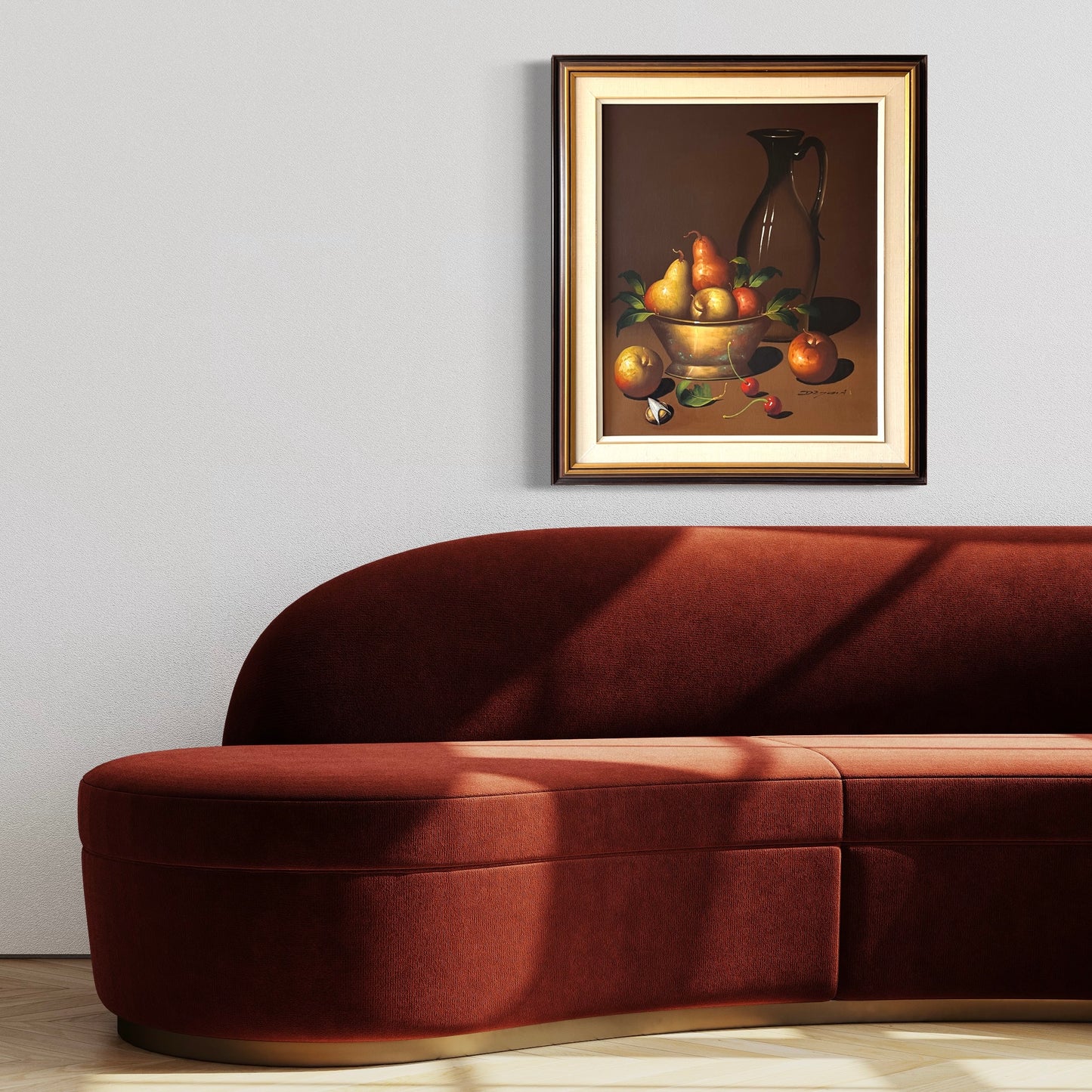 Still Life with Combadge, original upcycled vintage painting