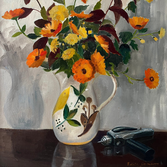 A Stunning Bouquet, original upcycled vintage painting