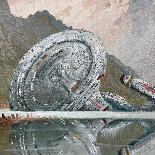 Shipwreck NCC-1701-D, original upcycled vintage painting