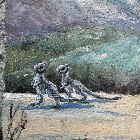 Tiny Tauntauns, upcycled vintage painting