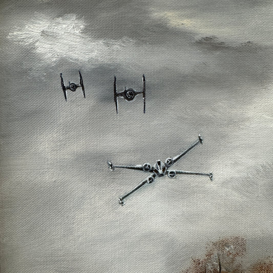 The Chase - original upcycled vintage painting