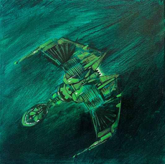 Sketch : Klingon Bird of Prey, Top original acrylic painting