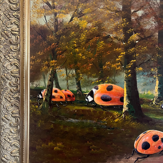 Into The Woods, upcycled vintage painting