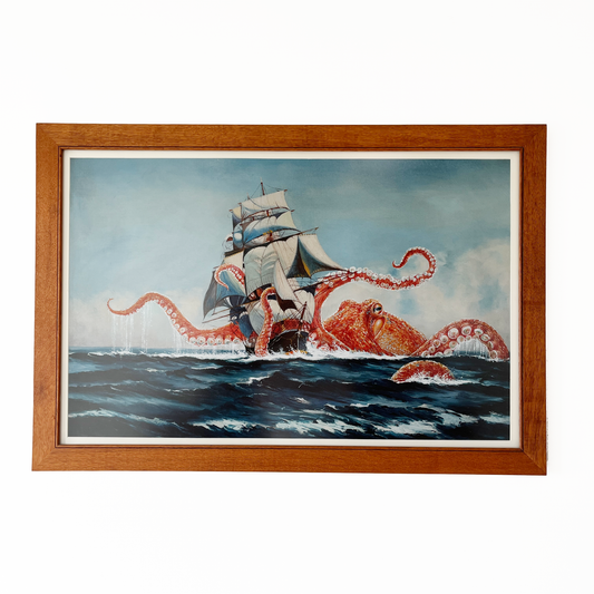 Octopus vs The Harris - PRINT in Reclaimed Wood Framed, 2x3ft