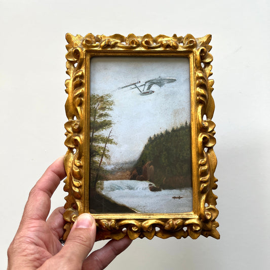 Boldly Go : NCC-1701 - PRINT in Antique Frame, Gold wood