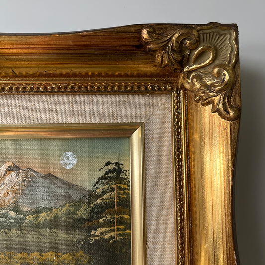 Tiny Death Star, original upcycled vintage painting