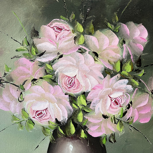 Snappy Floral, original upcycled vintage painting