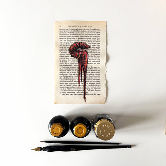 Hobbity Bookish Studies : Fireworks, studies in ink on p36 & 39