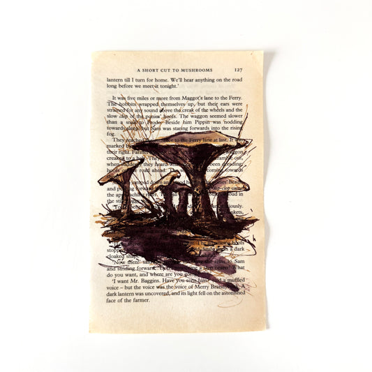 Hobbity Bookish Studies : Mushrooms, study in ink on p127 v2