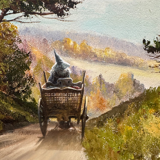 A Gentle Country Drive, original upcycled vintage painting