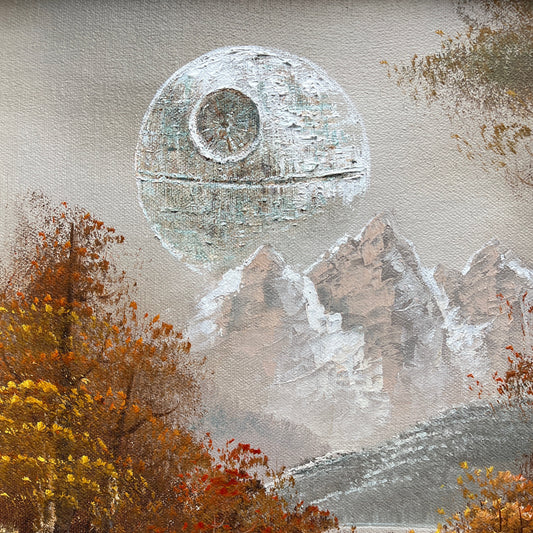 That's No Moon - upcycled vintage painting