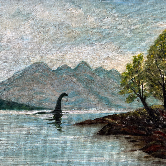Nessie, upcycled vintage painting
