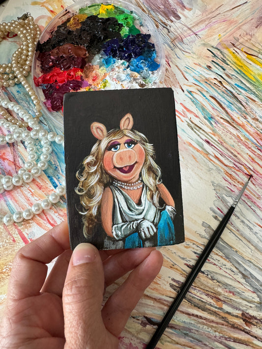 The Actress, original miniature portrait in vintage frame