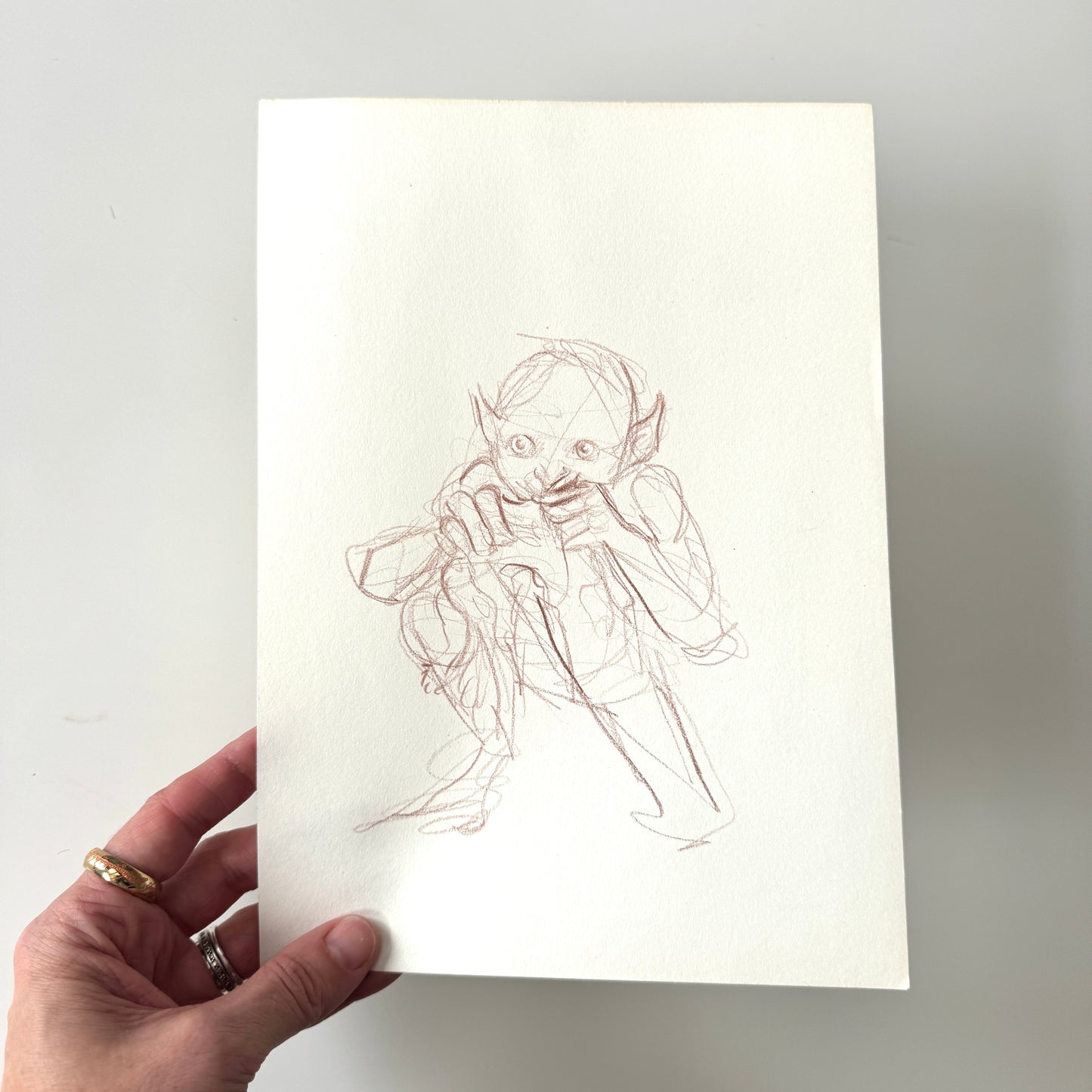 Sméagol study No.2, charcoal on paper