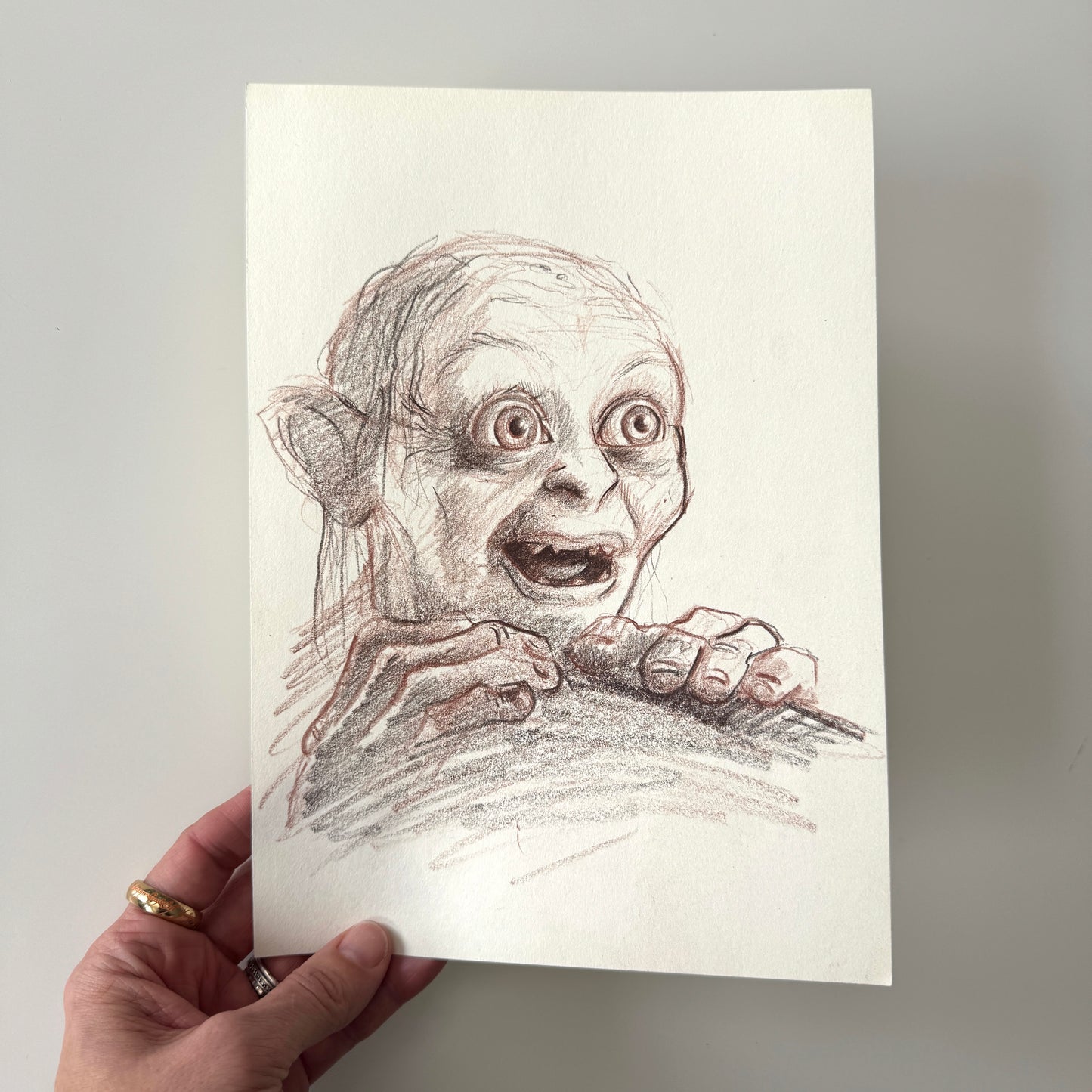 Sméagol study No.5, charcoal on paper