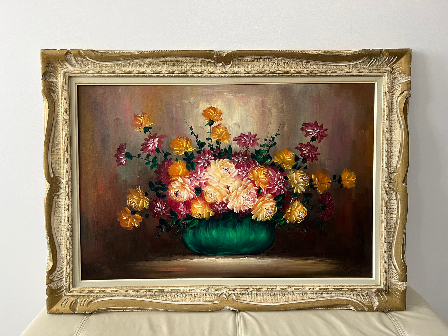 Ravenous Roses, original upcycled vintage painting