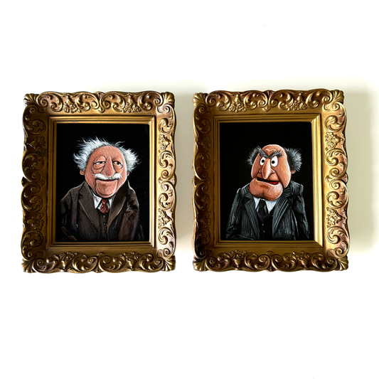 Grumpy Old Men, original miniature portraits in vintage frames