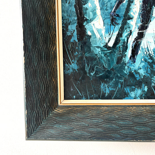 Watcher in the Woods, original upcycled vintage painting