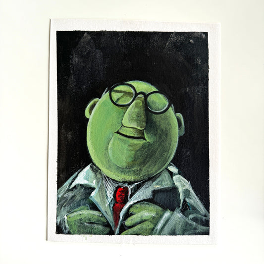 The Mad Scientist and his Assistant, study in acrylic on canvas paper