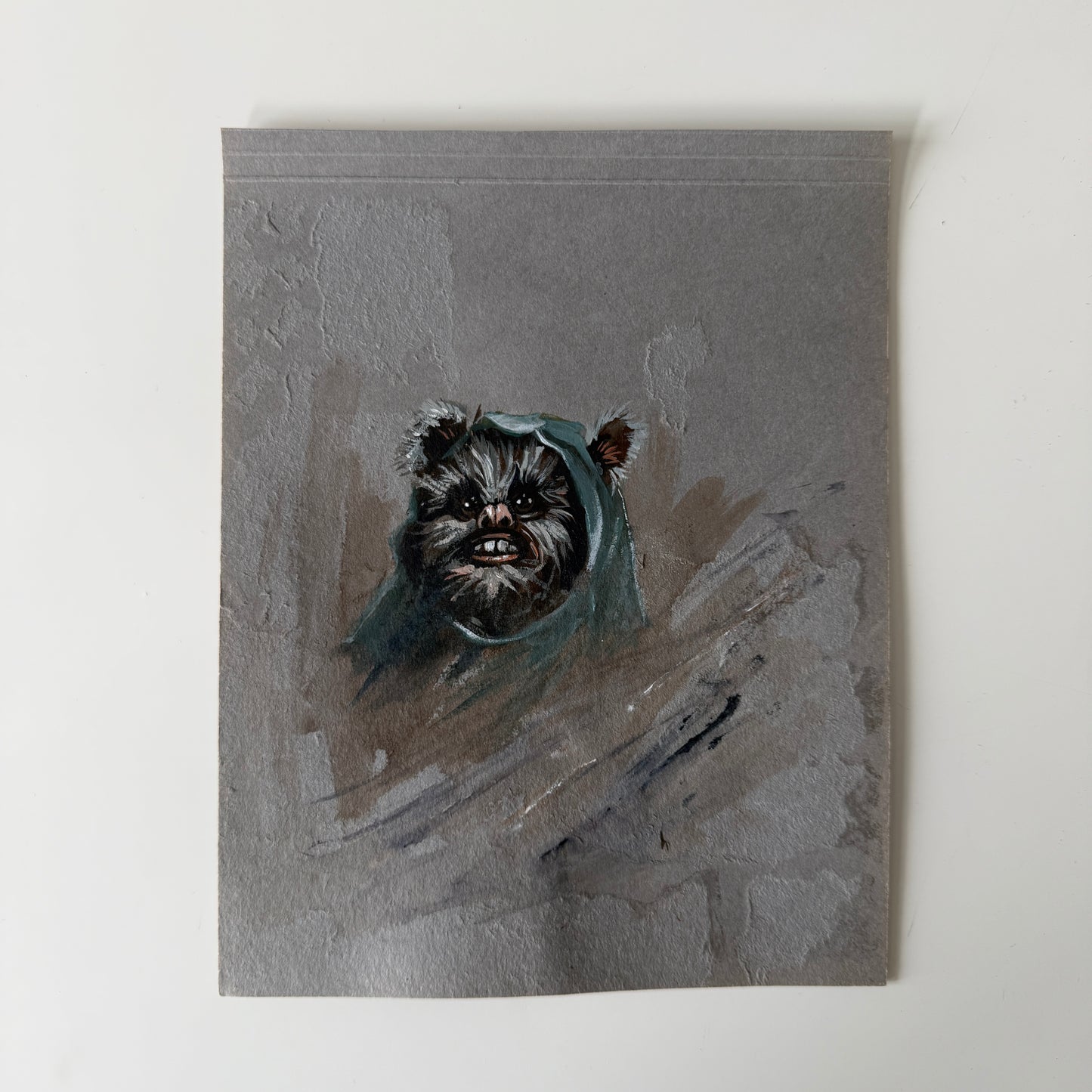 Teddy Bear Portrait No.1 : acrylic paint on vintage paper