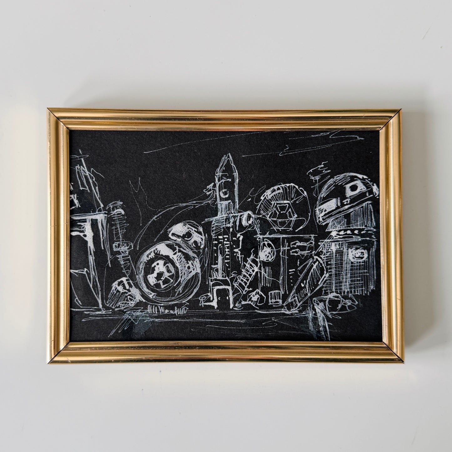Portrait of a Droid : scrap parts no.1, ink study on vintage paper
